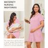 Ekouaer Nightgowns for Women Button Down Night Gowns Short Sleeve Night Dress Notch Collar Sleep Shirt Pajama Dress S-3XL(Pink)