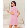 Ekouaer Nightgowns for Women Button Down Night Gowns Short Sleeve Night Dress Notch Collar Sleep Shirt Pajama Dress S-3XL(Pink)