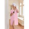 Ekouaer Nightgowns for Women Button Down Night Gowns Short Sleeve Night Dress Notch Collar Sleep Shirt Pajama Dress S-3XL(Pink)