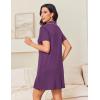 Ekouaer Nightgowns for Women Button Down Night Gowns Short Sleeve Night Dress Notch Collar Sleep Shirt Pajama Dress S-3XL(Purple)