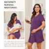Ekouaer Nightgowns for Women Button Down Night Gowns Short Sleeve Night Dress Notch Collar Sleep Shirt Pajama Dress S-3XL(Purple)