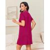 Ekouaer Nightgowns for Women Button Down Night Gowns Short Sleeve Night Dress Notch Collar Sleep Shirt Pajama Dress S-3XL(Rose Red)