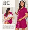 Ekouaer Nightgowns for Women Button Down Night Gowns Short Sleeve Night Dress Notch Collar Sleep Shirt Pajama Dress S-3XL(Rose Red)