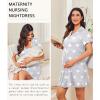 Ekouaer Nightgowns for Women Button Down Night Gowns Short Sleeve Night Dress Notch Collar Sleep Shirt Pajama Dress S-3XL(Star Grey)