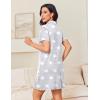 Ekouaer Nightgowns for Women Button Down Night Gowns Short Sleeve Night Dress Notch Collar Sleep Shirt Pajama Dress S-3XL(Star Grey)