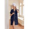 Ekouaer Nightgowns for Women Button Down Night Gowns Short Sleeve Night Dress Notch Collar Sleep Shirt Pajama Dress S-3XL(Starry Sky)