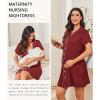 Ekouaer Nightgowns for Women Button Down Night Gowns Short Sleeve Night Dress Notch Collar Sleep Shirt Pajama Dress S-3XL(Wine Red)