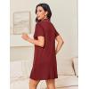 Ekouaer Nightgowns for Women Button Down Night Gowns Short Sleeve Night Dress Notch Collar Sleep Shirt Pajama Dress S-3XL(Wine Red)