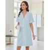Ekouaer Nightgowns for Women Button Down Sleep Shirts Short Sleeve Nightshirt Classic Pajama Dress Soft Sleepwear S-XXXL(Baby Blue)