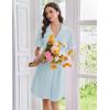 Ekouaer Nightgowns for Women Button Down Sleep Shirts Short Sleeve Nightshirt Classic Pajama Dress Soft Sleepwear S-XXXL(Baby Blue)