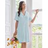 Ekouaer Nightgowns for Women Button Down Sleep Shirts Short Sleeve Nightshirt Classic Pajama Dress Soft Sleepwear S-XXXL(Baby Blue)