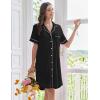 Ekouaer Nightgowns for Women Button Down Sleep Shirts Short Sleeve Nightshirt Classic Pajama Dress Soft Sleepwear S-XXXL(Black)