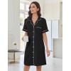 Ekouaer Nightgowns for Women Button Down Sleep Shirts Short Sleeve Nightshirt Classic Pajama Dress Soft Sleepwear S-XXXL(Black)