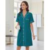 Ekouaer Nightgowns for Women Button Down Sleep Shirts Short Sleeve Nightshirt Classic Pajama Dress Soft Sleepwear S-XXXL(Blue Green)