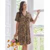 Ekouaer Nightgowns for Women Button Down Sleep Shirts Short Sleeve Nightshirt Classic Pajama Dress Soft Sleepwear S-XXXL(Brown Leopard)