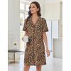 Ekouaer Nightgowns for Women Button Down Sleep Shirts Short Sleeve Nightshirt Classic Pajama Dress Soft Sleepwear S-XXXL(Brown Leopard)