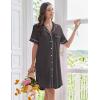 Ekouaer Nightgowns for Women Button Down Sleep Shirts Short Sleeve Nightshirt Classic Pajama Dress Soft Sleepwear S-XXXL(Dark Grey)