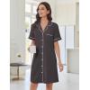 Ekouaer Nightgowns for Women Button Down Sleep Shirts Short Sleeve Nightshirt Classic Pajama Dress Soft Sleepwear S-XXXL(Dark Grey)