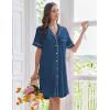 Ekouaer Nightgowns for Women Button Down Sleep Shirts Short Sleeve Nightshirt Classic Pajama Dress Soft Sleepwear S-XXXL(Deep Blue)