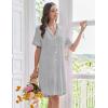 Ekouaer Nightgowns for Women Button Down Sleep Shirts Short Sleeve Nightshirt Classic Pajama Dress Soft Sleepwear S-XXXL(Light Grey)