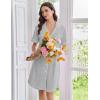 Ekouaer Nightgowns for Women Button Down Sleep Shirts Short Sleeve Nightshirt Classic Pajama Dress Soft Sleepwear S-XXXL(Light Grey)