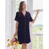 Ekouaer Nightgowns for Women Button Down Sleep Shirts Short Sleeve Nightshirt Classic Pajama Dress Soft Sleepwear S-XXXL(Navy Blue)