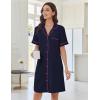 Ekouaer Nightgowns for Women Button Down Sleep Shirts Short Sleeve Nightshirt Classic Pajama Dress Soft Sleepwear S-XXXL(Navy Blue)