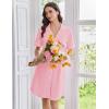 Ekouaer Nightgowns for Women Button Down Sleep Shirts Short Sleeve Nightshirt Classic Pajama Dress Soft Sleepwear S-XXXL(Pink)