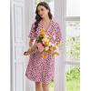 Ekouaer Nightgowns for Women Button Down Sleep Shirts Short Sleeve Nightshirt Classic Pajama Dress Soft Sleepwear S-XXXL(Pink Leopard)
