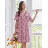 Ekouaer Nightgowns for Women Button Down Sleep Shirts Short Sleeve Nightshirt Classic Pajama Dress Soft Sleepwear S-XXXL(Pink Leopard)