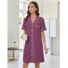 Ekouaer Nightgowns for Women Button Down Sleep Shirts Short Sleeve Nightshirt Classic Pajama Dress Soft Sleepwear S-XXXL(Purple)