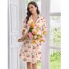 Ekouaer Nightgowns for Women Button Down Sleep Shirts Short Sleeve Nightshirt Classic Pajama Dress Soft Sleepwear S-XXXL(Teddy Bear Cherry)