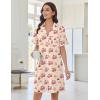 Ekouaer Nightgowns for Women Button Down Sleep Shirts Short Sleeve Nightshirt Classic Pajama Dress Soft Sleepwear S-XXXL(Teddy Bear Cherry)