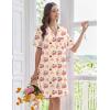Ekouaer Nightgowns for Women Button Down Sleep Shirts Short Sleeve Nightshirt Classic Pajama Dress Soft Sleepwear S-XXXL(Teddy Bear Cherry)