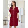 Ekouaer Nightgowns for Women Button Down Sleep Shirts Short Sleeve Nightshirt Classic Pajama Dress Soft Sleepwear S-XXXL(Wine Red)
