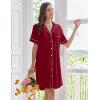 Ekouaer Nightgowns for Women Button Down Sleep Shirts Short Sleeve Nightshirt Classic Pajama Dress Soft Sleepwear S-XXXL(Wine Red)