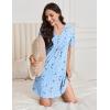 Ekouaer Nightgowns for Women Cotton Night Gowns Pleated Nightshirts Henley V Neck Sleepshirts Short Sleeve Sleepwear(Blue Star & Moon)