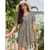 Ekouaer Nightgowns for Women Cotton Night Gowns Pleated Nightshirts Henley V Neck Sleepshirts Short Sleeve Sleepwear(Brown Leopard)