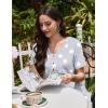 Ekouaer Nightgowns for Women Cotton Night Gowns Pleated Nightshirts Henley V Neck Sleepshirts Short Sleeve Sleepwear(Light Grey Stars)