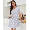 Ekouaer Nightgowns for Women Cotton Night Gowns Pleated Nightshirts Henley V Neck Sleepshirts Short Sleeve Sleepwear(Light Grey Stars)