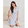 Ekouaer Nightgowns for Women Cotton Night Gowns Pleated Nightshirts Henley V Neck Sleepshirts Short Sleeve Sleepwear(Light Grey Stars)