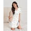 Ekouaer Nightgowns for Women Cotton Night Gowns Pleated Nightshirts Henley V Neck Sleepshirts Short Sleeve Sleepwear(White Pink & Lilac Florals)