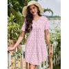 Ekouaer Nightgowns for Women Cotton Night Gowns Pleated Nightshirts Henley V Neck Sleepshirts Short Sleeve Sleepwear(White Pink Florals)