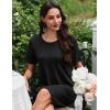 Ekouaer Nightgowns for Women Pleated Nightshirts Short Sleeve Sleepshirts Crew Neck Sleepwear Soft Night Gown Sleepdress(Black)
