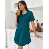 Ekouaer Nightgowns for Women Pleated Nightshirts Short Sleeve Sleepshirts Crew Neck Sleepwear Soft Night Gown Sleepdress(Blue Green)