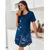 Ekouaer Nightgowns for Women Pleated Nightshirts Short Sleeve Sleepshirts Crew Neck Sleepwear Soft Night Gown Sleepdress(Blue Pea Floral)