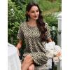 Ekouaer Nightgowns for Women Pleated Nightshirts Short Sleeve Sleepshirts Crew Neck Sleepwear Soft Night Gown Sleepdress(Brown Leopard)