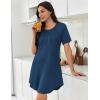 Ekouaer Nightgowns for Women Pleated Nightshirts Short Sleeve Sleepshirts Crew Neck Sleepwear Soft Night Gown Sleepdress(Dark Blue)