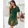 Ekouaer Nightgowns for Women Pleated Nightshirts Short Sleeve Sleepshirts Crew Neck Sleepwear Soft Night Gown Sleepdress(Green Pea Floral)