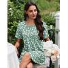 Ekouaer Nightgowns for Women Pleated Nightshirts Short Sleeve Sleepshirts Crew Neck Sleepwear Soft Night Gown Sleepdress(Green White Florals)